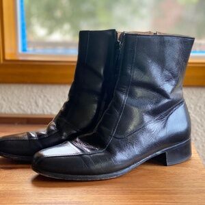 70s Vtg Nunn Bush Bristol Boots (3014) Black Leather Men's Ankle Top - size 9 D